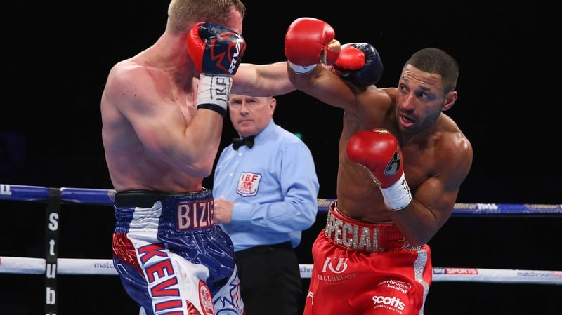 Brook lands a right on Kevin Bizier during their IBF world welterweight title fight in March