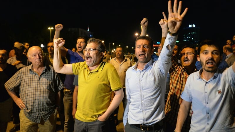 President Tayyip Erdogan called on his followers to take to the streets