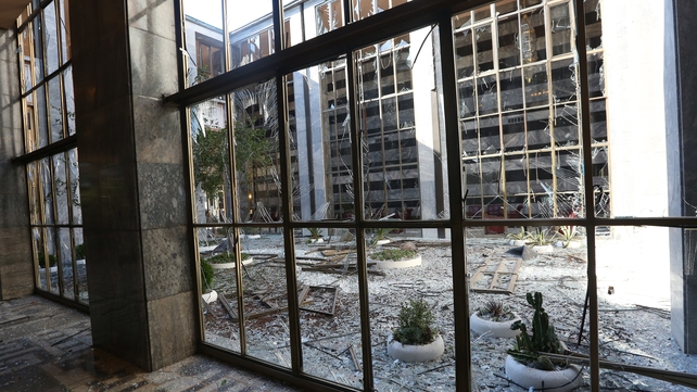 A view showing a damaged part of the Grand National Assembly of Turkey in Ankara