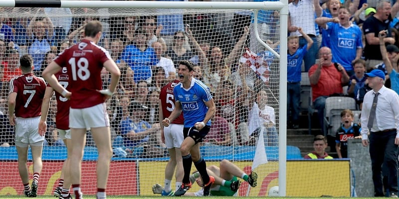 Bernard Brogan celebrates scoring Dublin's first goal on the way to a Leinster final win over Westmeath