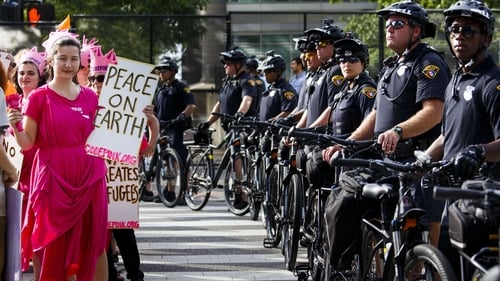 The crowd had marched a few miles to reach the convention site in Cleveland, Ohio