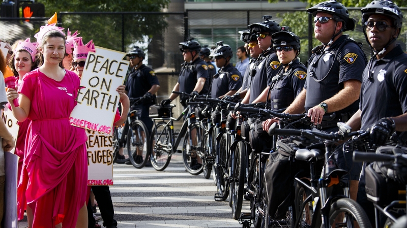 The crowd had marched a few miles to reach the convention site in Cleveland, Ohio