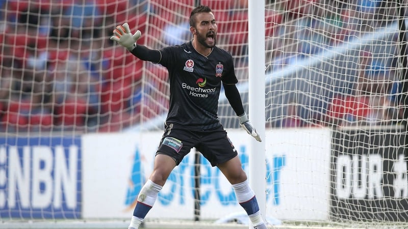 Mark Birighitti in A-League action for Newcastle Jets