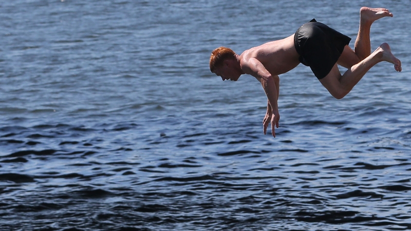 Jumping into the River Liffey in Dublin