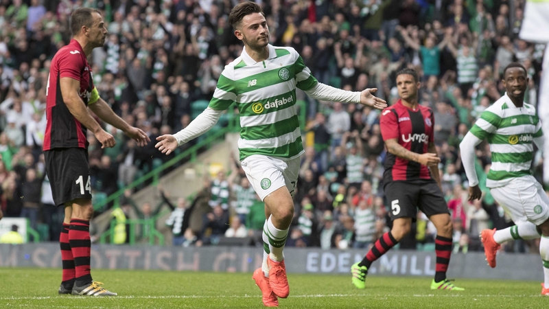 Patrick Roberts celebrates Celtic's third