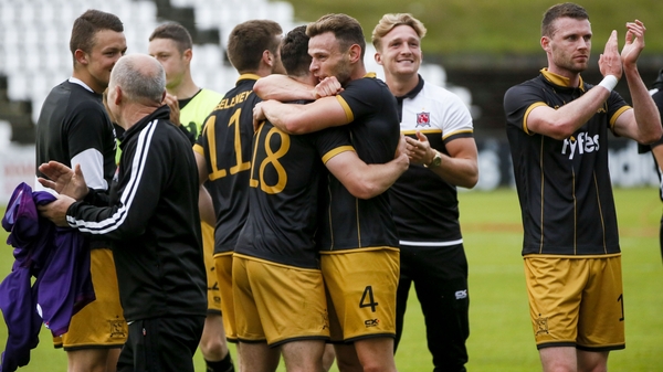 Dundalk players celebrate their progression to the next round