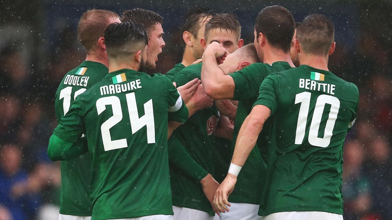 Cork City players mob Kevin O'Connor