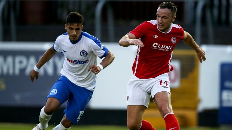 Graham Kelly of St Pat's in action against Minsk