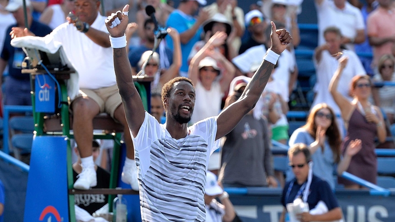Gael Monfils broke Ivo Karlovic's serve when he was serving for the match