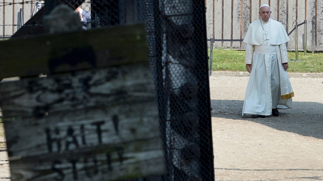The Pontiff prayed with Poland's chief Rabbi Michael Schudrich for the victims of the Holocaust