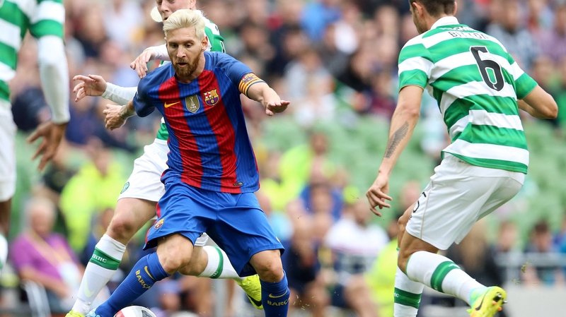 Lionel Messi in action at the Aviva Stadium