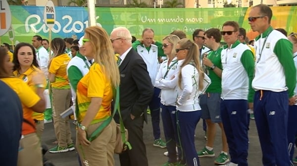 The Irish team are welcomed to the Olympic Village