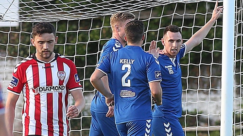 Limerick's Stephen Kenny celebrates at the Brandywell