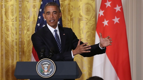 Barack Obama was speaking at a White House news conference