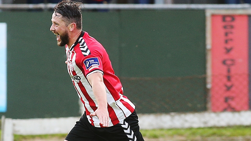 Derry's Rory Patterson celebrates scoring