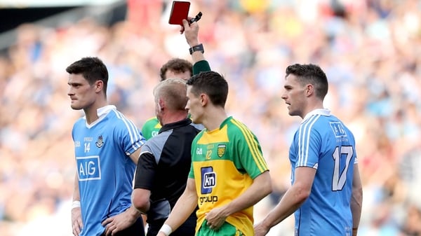 Diarmuid Connolly is sent off by Referee Ciaran Branagan