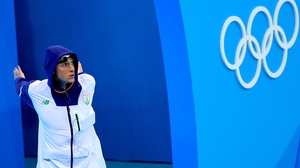 Shane Ryan surveys his surrounding before his 100m backstroke semi-final. The 22-year-old finished eighth and failed to make the final