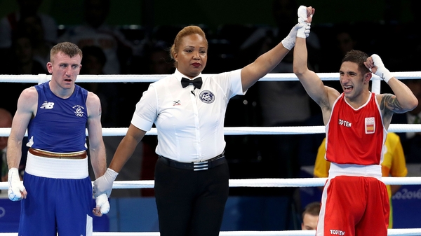 The seven boxers, including Paddy Barnes (Blue), who competed at the games failed to win any medals