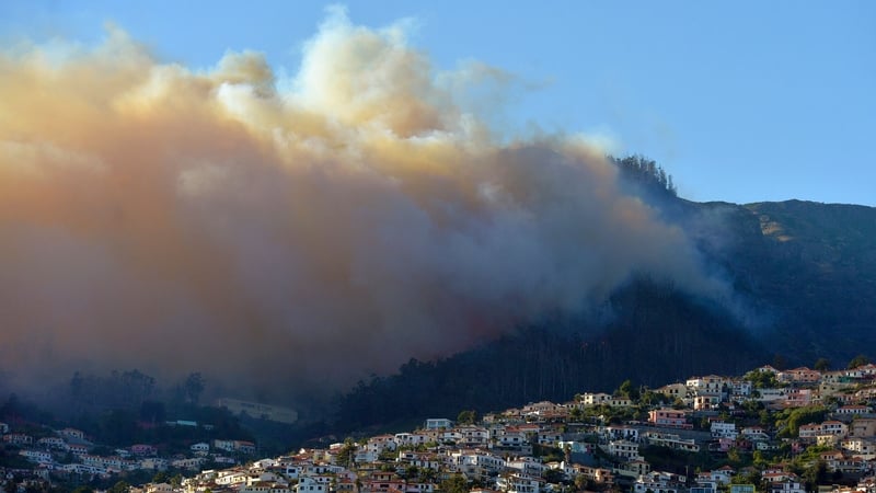 Smoke rises over Galeao and Alegria in Sao Roque, Mareira following forest fires