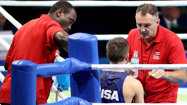USA's Nico Hernandez receives advice from Billy Walsh