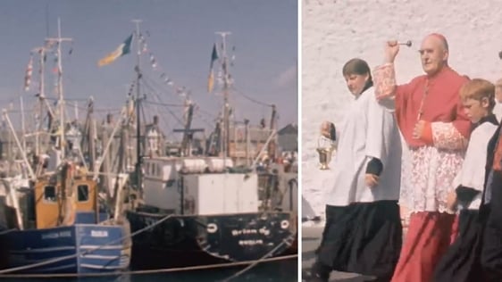 Bishop Nicholas Grimley blessing the fleet in Skerries (1976)