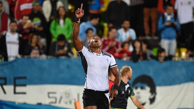 Fiji's Leone Nakarawa celebrates