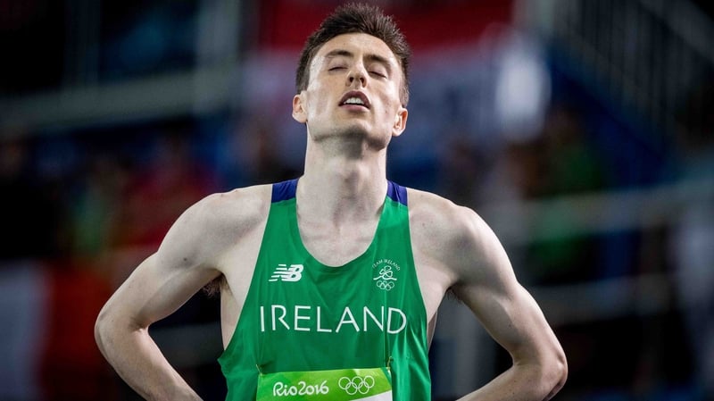 Mark English reacts after the semi-final of the Men's 800m