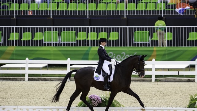 Judy Reynolds and her horse Vancouver K went all the way to the Equestrian individual dressage, where they finished 18th.