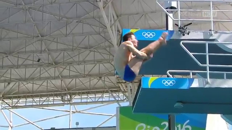 Oliver Dingley in action at the Maria Lenk Aquatics Centre