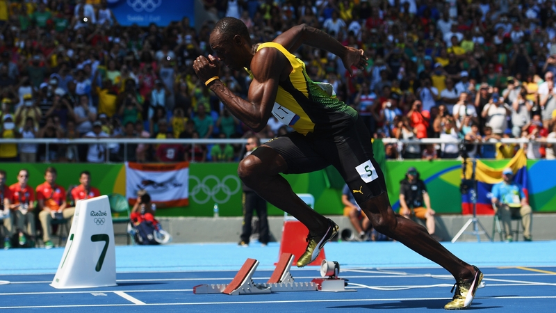 Usain Bolt in action in the 200m heats