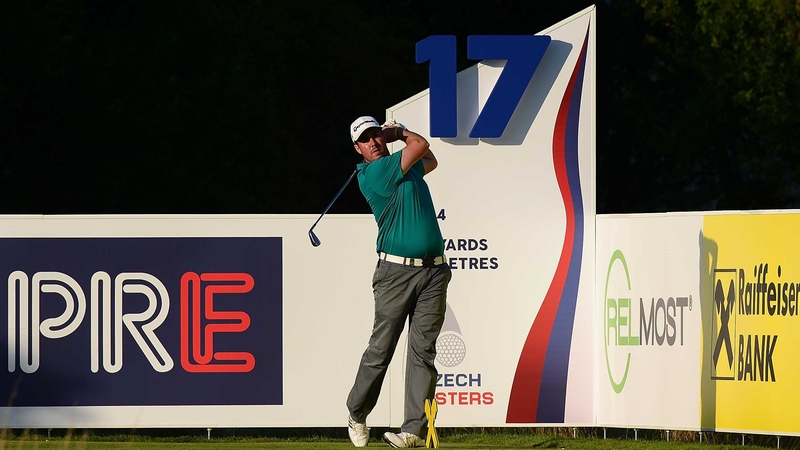 Ryan Evans tees off on the 17th