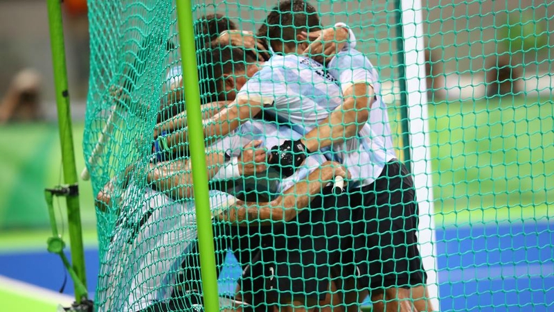 Argentina players celebrate their victory