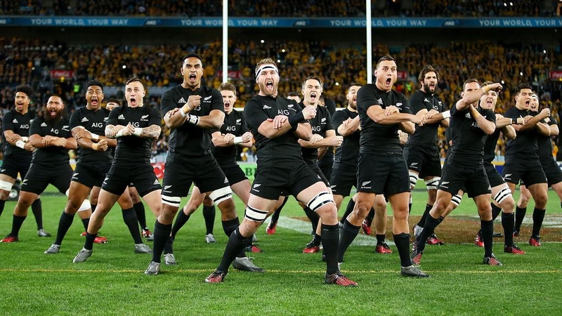 The All Blacks perform the Haka ahead of the Bledisloe Cup clash