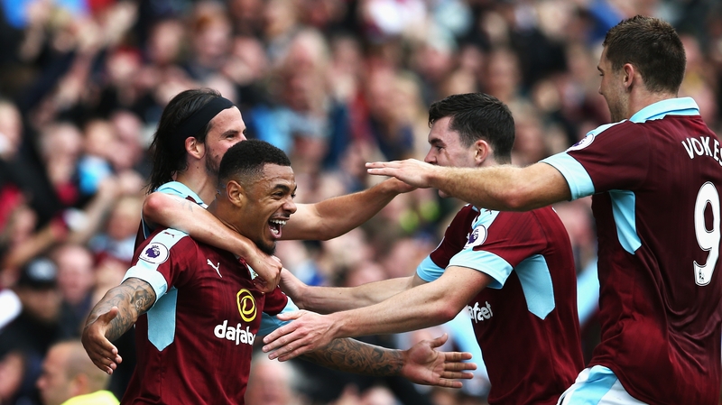 Andre Gray celebrates his goal against Liverpool