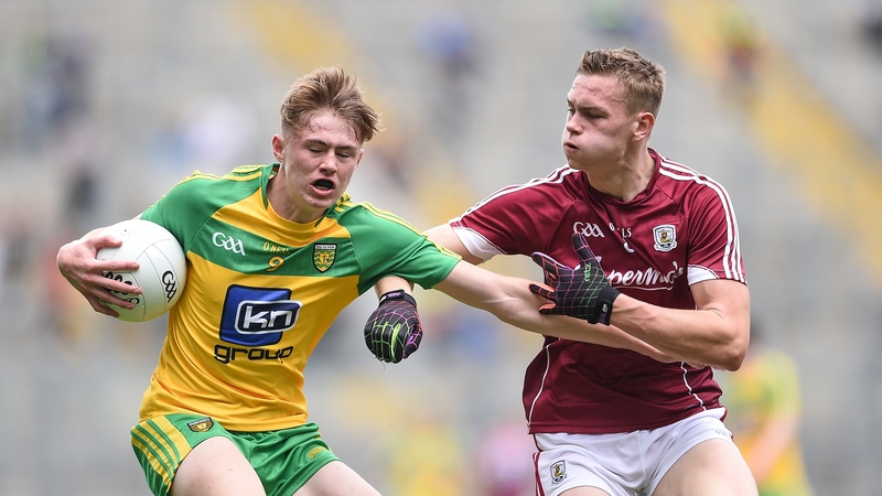 Donegal's Kieran Gallagher with Sean Raftery of Galway
