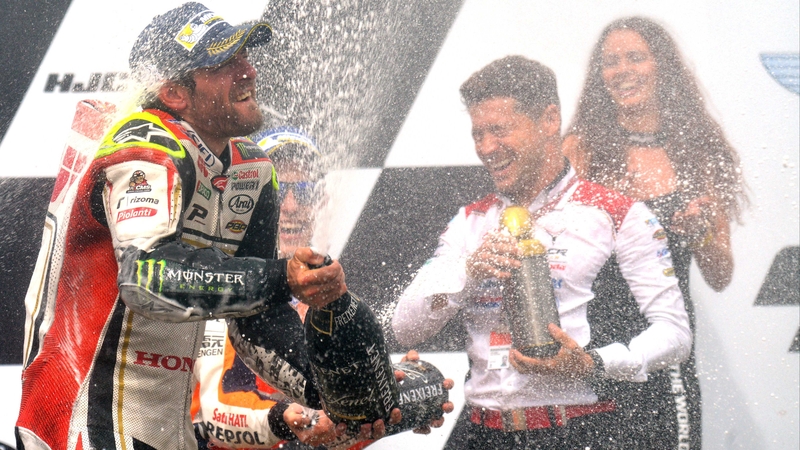Cal Crutchlow celebrates in Brno