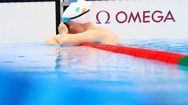 Heartbroken Fiona Doyle could not hide her dismay after missing out on the 100m breast stroke semi-finals.