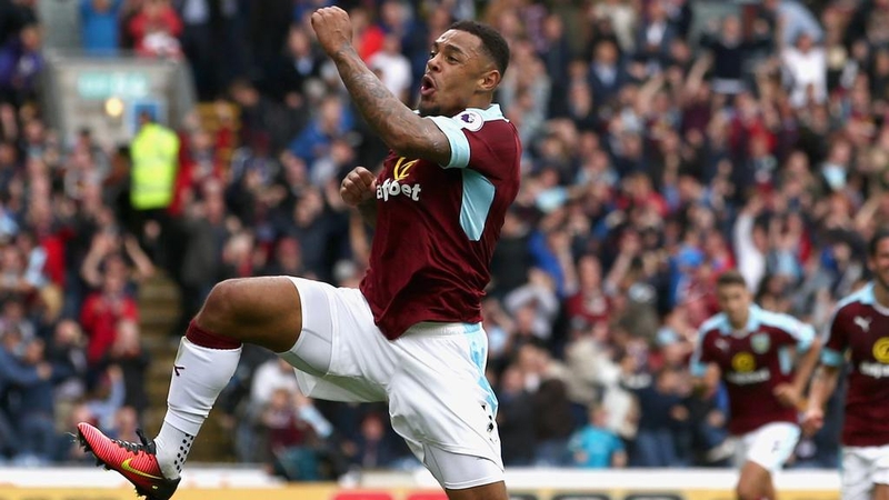 Andre Gray celebrates his goal against Liverpool