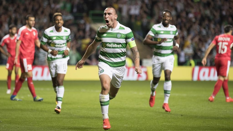 Scott Brown celebrates his strike from the first leg