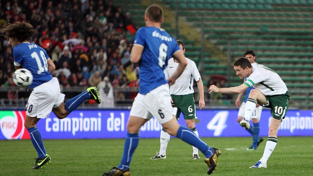 This effort came against Italy in a World Cup qualifier in Bari in 2009