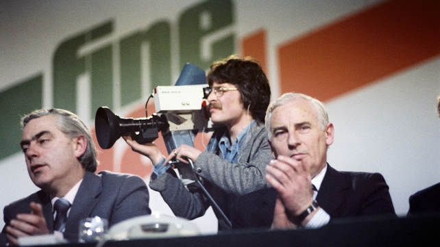 Fergus O'Brien (left) and Peter Barry at Fine Gael Ard Fheis in Dublin's RDS in March 1980. (Pic: RTÉ Stills Library)