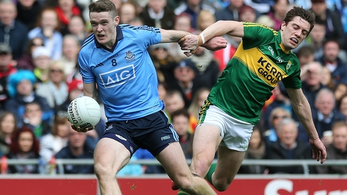 Brian Fenton in action against Kerry's David Moran