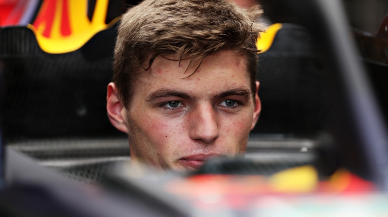 Max Verstappen sits in his car in the garage at the famous Monza track this week