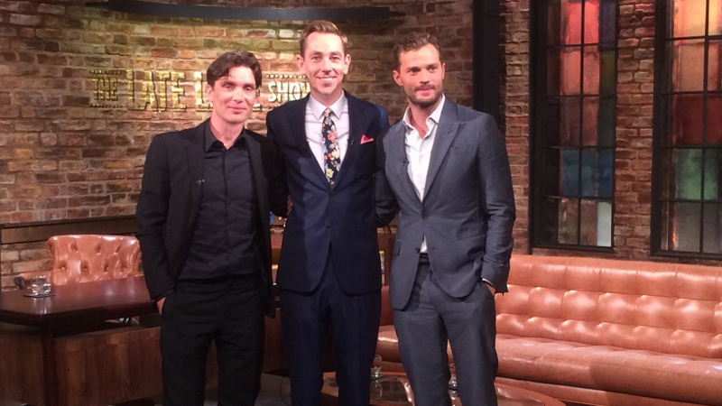 Cillian Murphy and Jamie Dornan with Late Late Show host, Ryan Tubridy