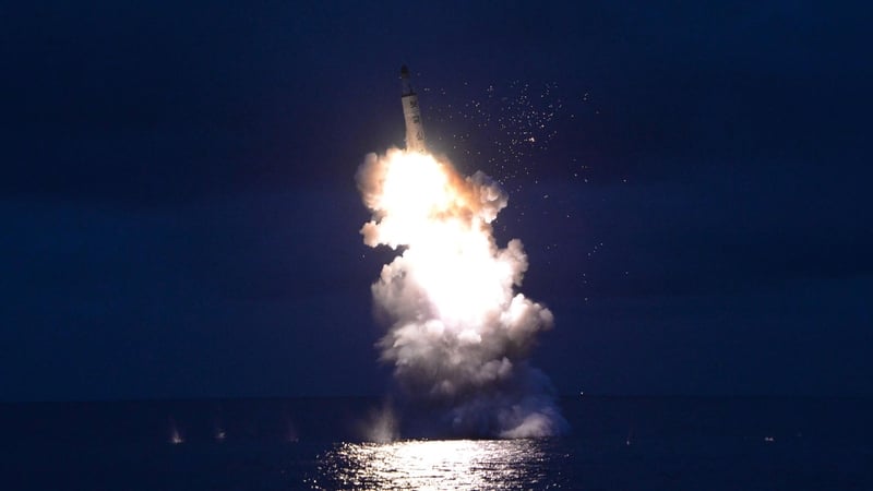 An undated picture released from North Korea's official Korean Central News Agency shows a test-fire