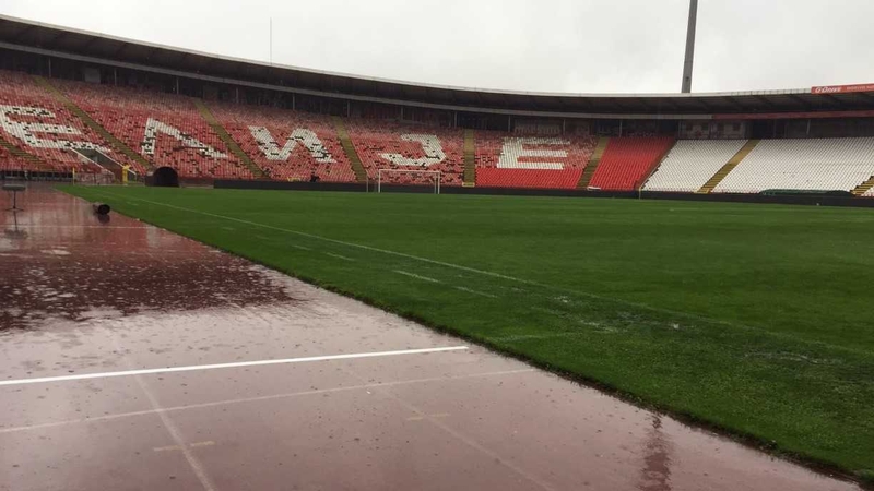 The pitch in Belgrade has held up after torrential rain