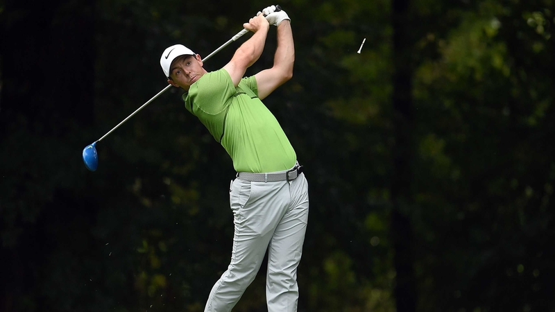 Rory McIlroy drives off the tee on the second hole at Crooked Stick Golf Club