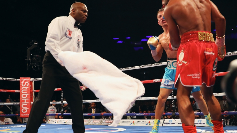 Trainer Dominic Ingle stopped the bout on behalf of Kell Brook