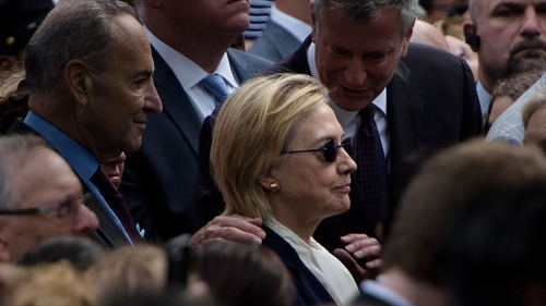 Hillary Clinton attending a 9/11 remembrance ceremony in New York