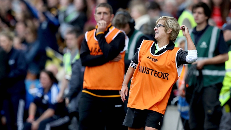 Ann Downey celebrates at the final whistle